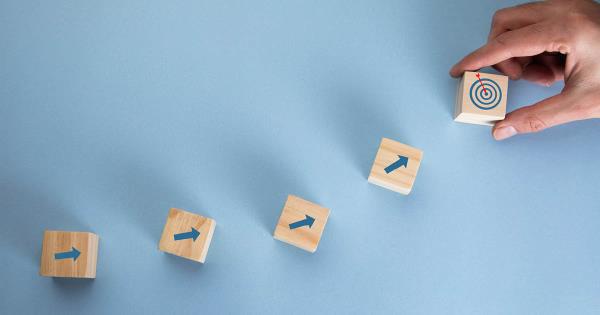 wooden blocks with arrows that point to target symbolizing process